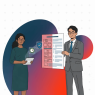 Illustration of two people looking at a policy strategy